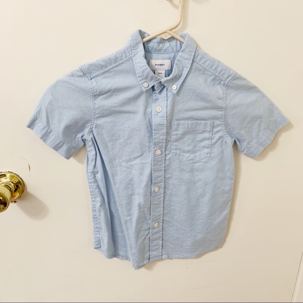5/$25 OLD NAVY Blue BUTTON DOWN short sleeve SHIRT size xs 5